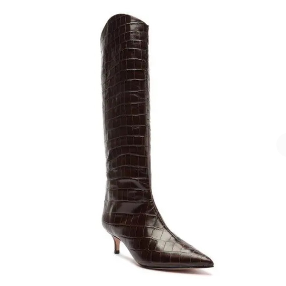 SCHUTZ Maryana Lo Crocodile-Embossed Leather Boot